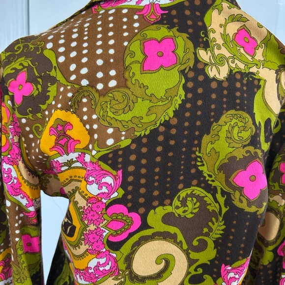 VINTAGE IGLWU MARDI MODES NEW YORK BOHEMIAN MOD PSYCHEDELIC ART TOP ..VERY RARE! - Picture 7 of 14